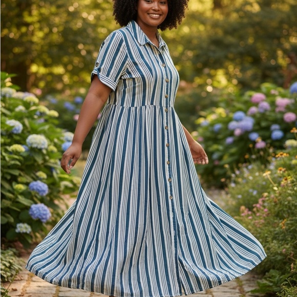 torrid Dresses & Skirts - Torrid Blue and White Striped Maxi Dress